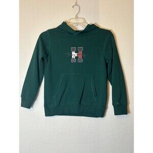 Kids Classic Vintage Tommy Hilfiger Green logo‎ Hoodie size Medium 10/12